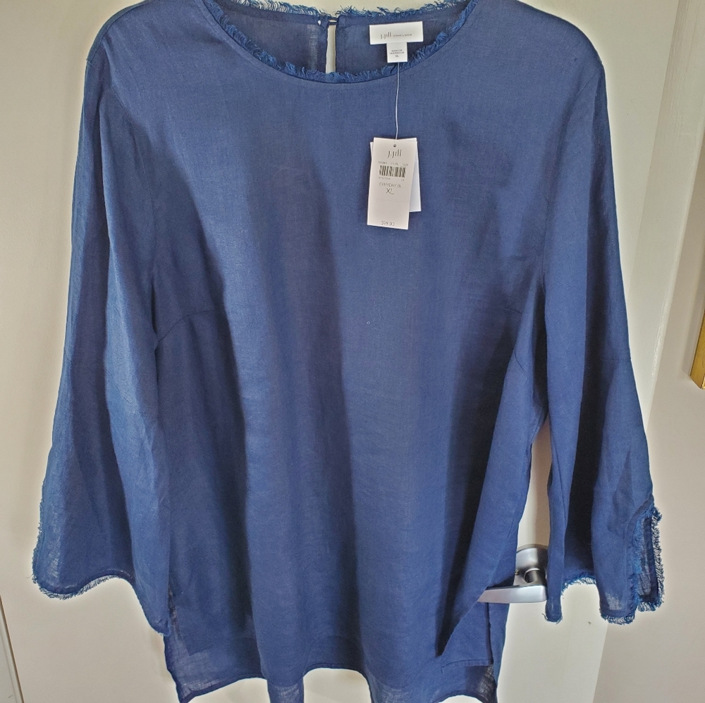 J.Jill Love Linen Fringe Shirt